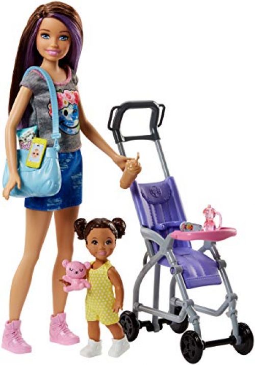 Barbie Skipper Ninera Cochecito De Bebe Muneca Rosa Un Nuevo Conjunto De Juego Desmontables De Asiento Juguetes Accesorios Barbie